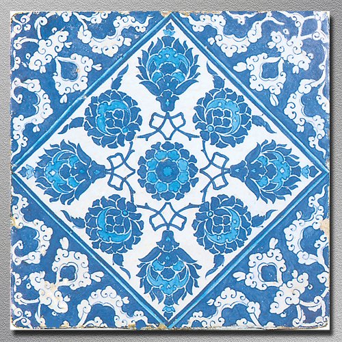 Blue White Vintage Delft Art Tile