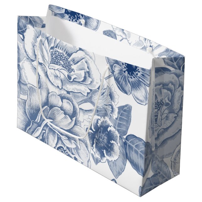 Blue white vintage floral party bag (Front Angled)