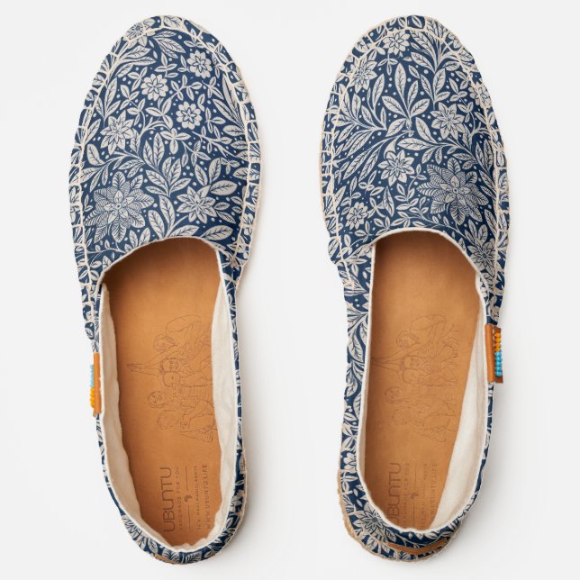 Blue & White Vintage Floral Pattern Espadrilles (Front)