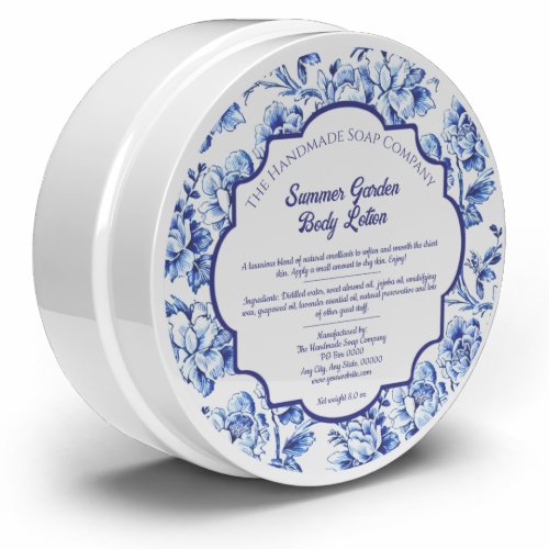 Blue  White Vintage Floral Soap Cosmetics Label
