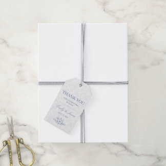 Blue & White Vintage Floral Wedding Tag