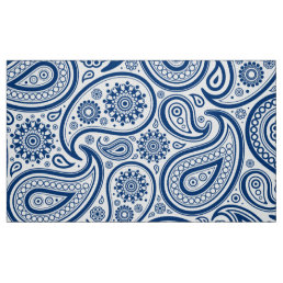 Blue &amp; White Vintage Paisley Pattern Fabric