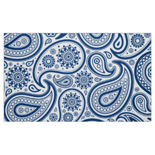 Blue & White Vintage Paisley Pattern Fabric
