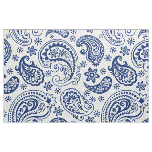 Blue And White Paisley Fabric Zazzle Blue White Vintage Paisley Pattern Fabric