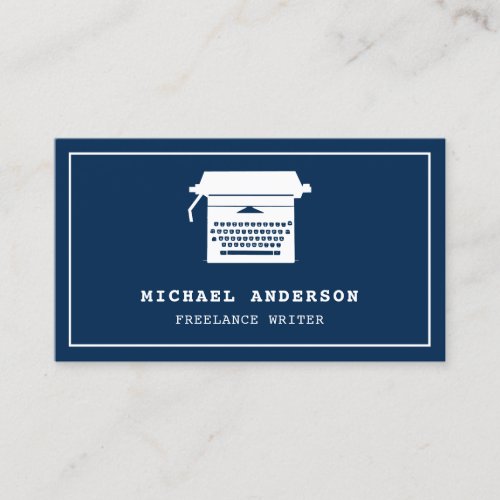 Blue White Vintage Typewriter Professional Writer Business Card