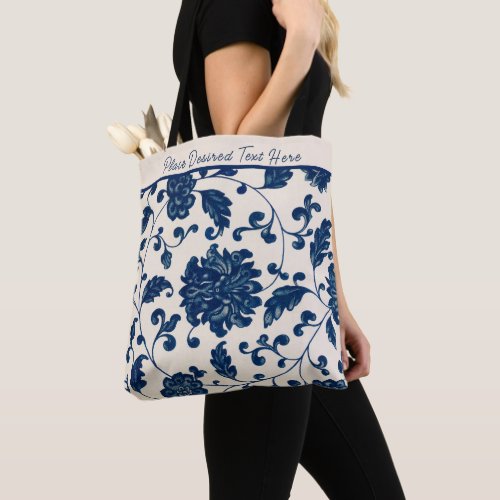 Blue  White Vintage William Morris Floral Tote Bag