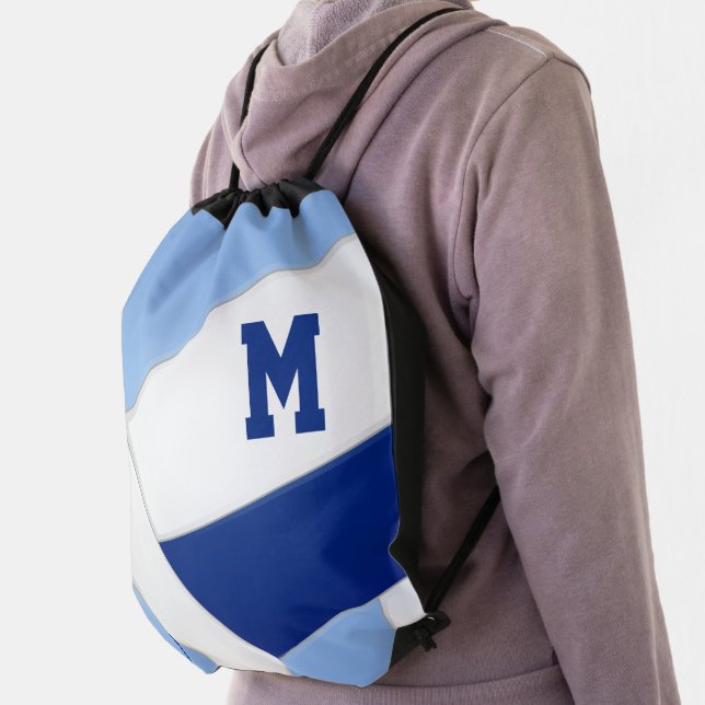 blue white volleyball club school team colors drawstring bag (Insitu)