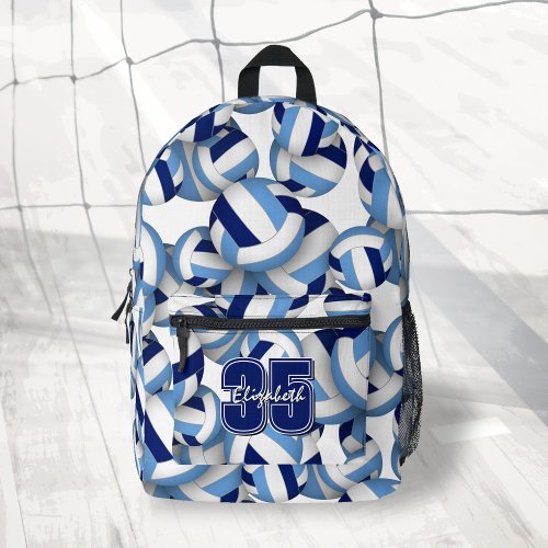 blue white volleyball team colors athlete name backpack