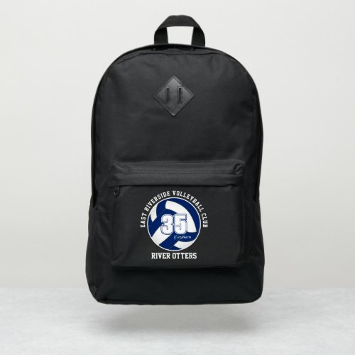 blue white volleyball team colors athlete name port authority backpack