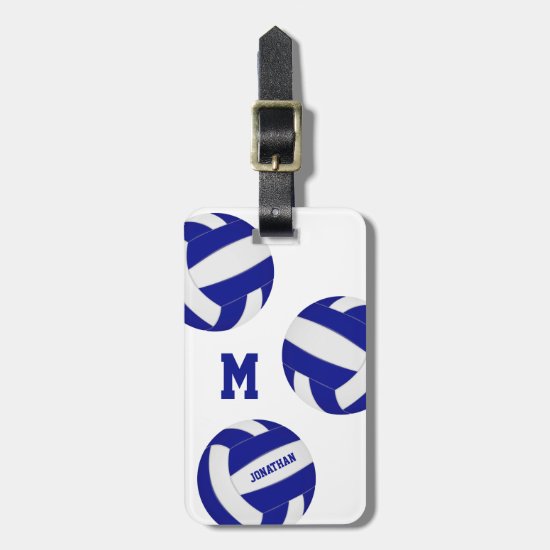 blue white volleyball team colors boys girls luggage tag