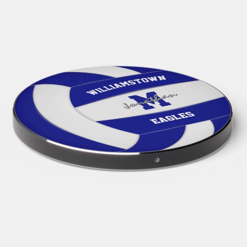 blue white volleyball team colors boys girls wireless charger 