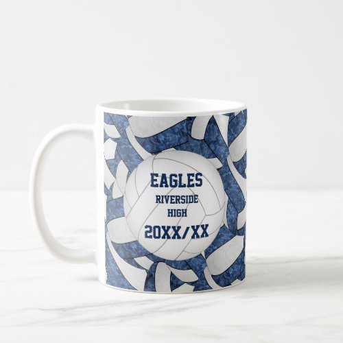 blue white volleyball team colors coach thank you coffee mug