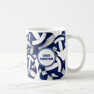 blue white volleyball team colors coach thanks coffee mug
