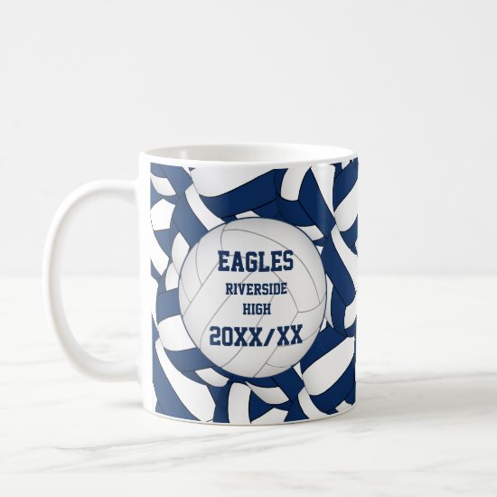 blue white volleyball team colors coach thanks coffee mug