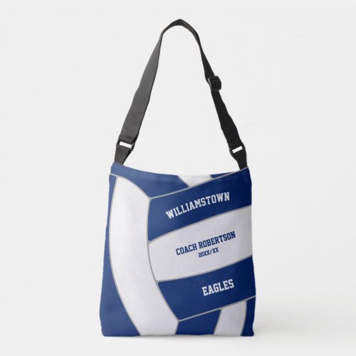 blue white volleyball team colors gifts for coach crossbody bag