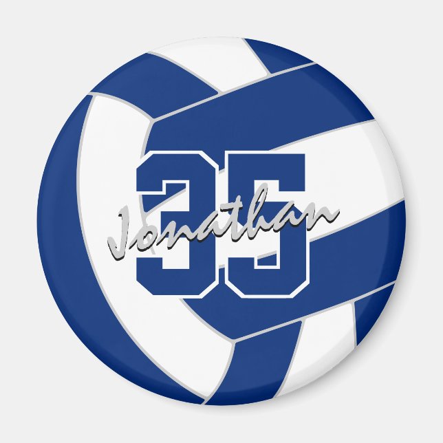 blue white volleyball team colors gifts magnet (Front)