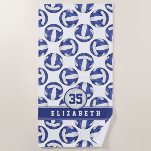 blue white volleyball team colors girls custom beach towel