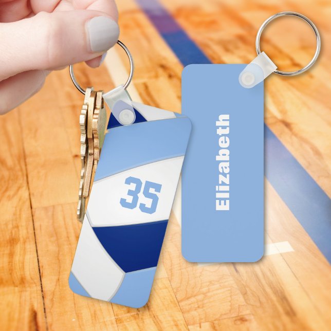 blue white volleyball team colors kids name keychain (Creator Uploaded)