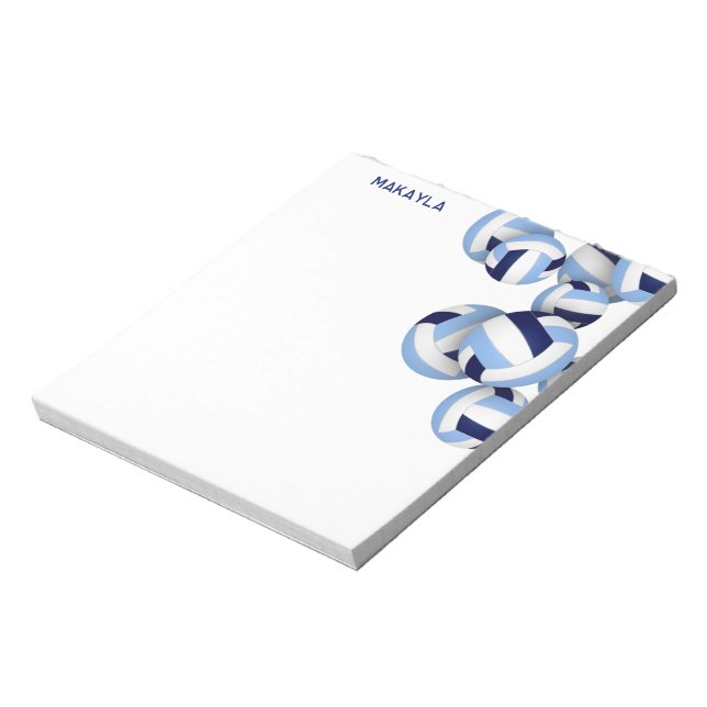 blue white volleyballs accent custom name notepad (Rotated)