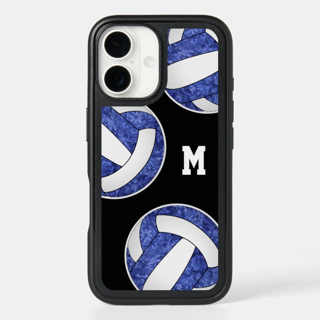 blue white volleyballs girly monogrammed otterbox iPhone case (Back)