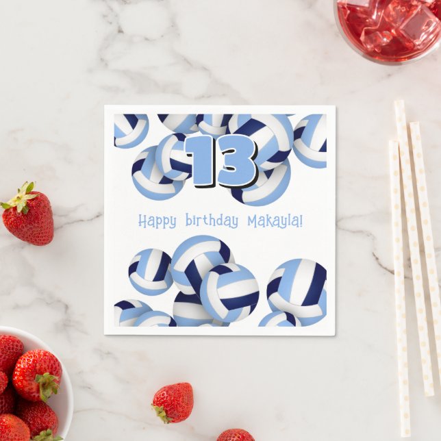 blue white volleyballs kids birthday party napkins (Insitu)