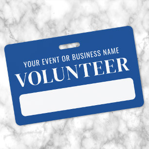 Blue White Volunteer Badge