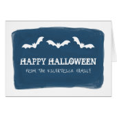 Blue White Watercolor Bats Halloween Card (Front Horizontal)