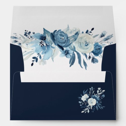 blue  white watercolor floral envelope