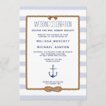 Blue &amp; White Watercolor Nautical Knot Wedding Invitation