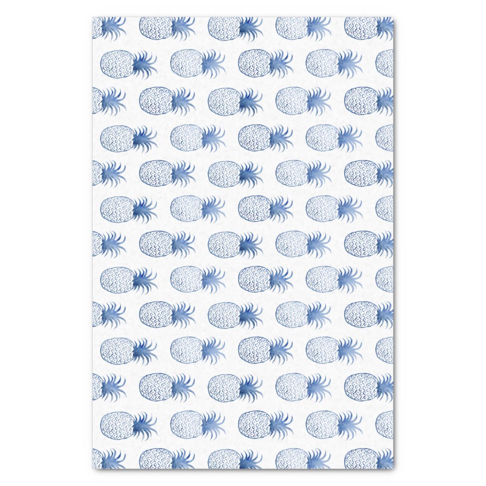 Discover Blue White Watercolor Pineapple  Tissue Paper