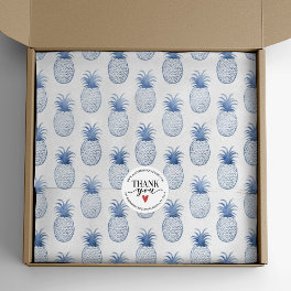 Blue White Watercolor Pineapple Tissue Paper