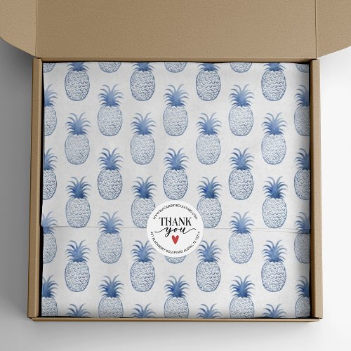 Blue White Watercolor Pineapple  Tissue Paper