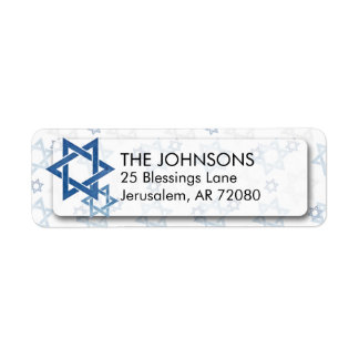 Blue & White Watercolor Star of David Hanukkah Label