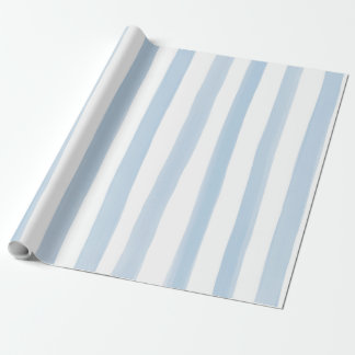 Blue & White Watercolor Stripes Pattern Wrapping Paper