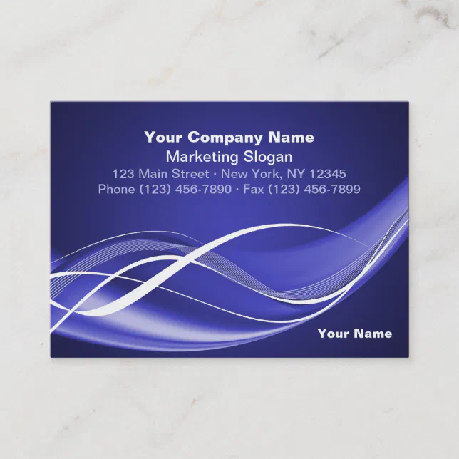 Blue White Wave Business Card Template | Zazzle