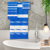 Nautical Anchor Navy Blue White stripes Bath Bat Bath Towel Set, Zazzle in  2023