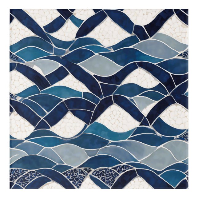 Blue White Wave Pattern 01 Acrylic Print (Front)