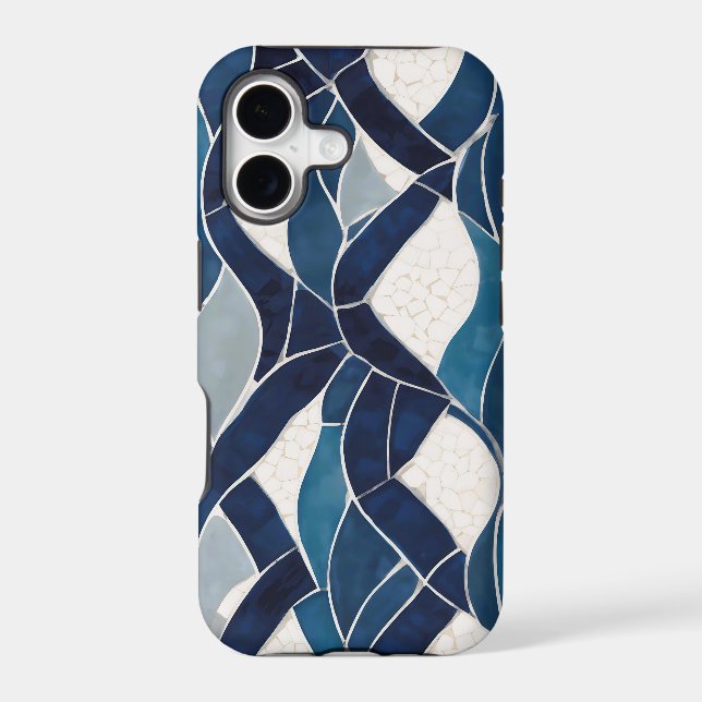 Blue White Wave Pattern 01 Iphone Case (Back)