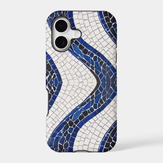 Blue White Wave Pattern 04 Iphone Case (Back)
