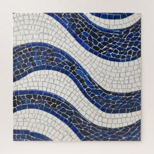 Blue White Wave Pattern 04 Jigsaw Puzzle