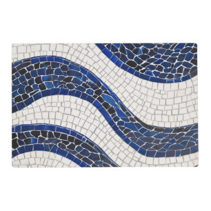 Blue White Wave Pattern 04 Placemat