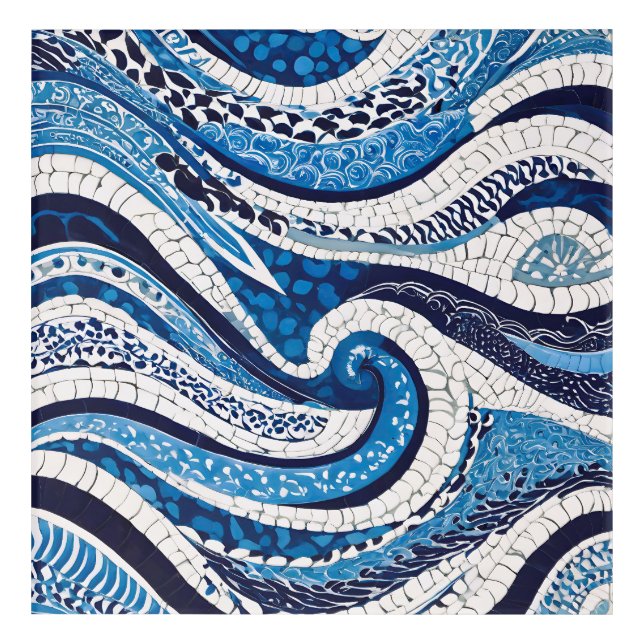 Blue White Wave Pattern 05 Acrylic Print (Front)