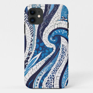 Blue White Wave Pattern 05 iPhone 11 Case