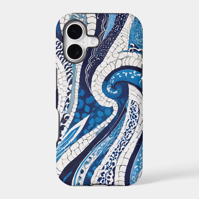 Blue White Wave Pattern 05 Iphone Case (Back)
