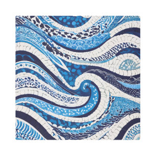 Blue White Wave Pattern 05 Metal Print