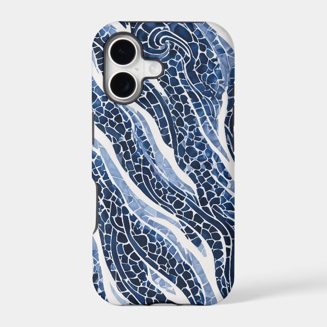 Blue White Wave Pattern 15 Iphone Case (Back)