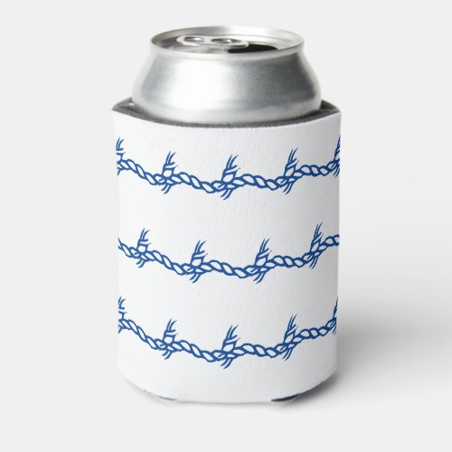Blue white waves nautical rope pattern can cooler