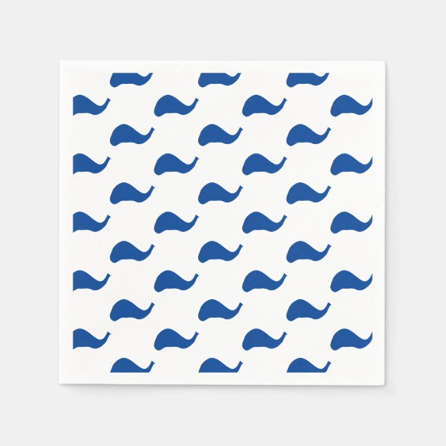 Blue white waves party paper napkins (Front)