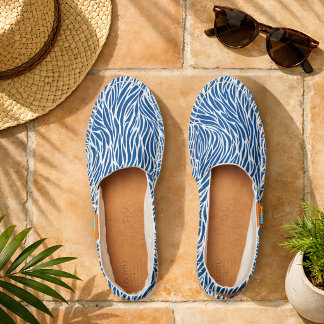 Blue White Wavy Abstract Pattern Espadrilles