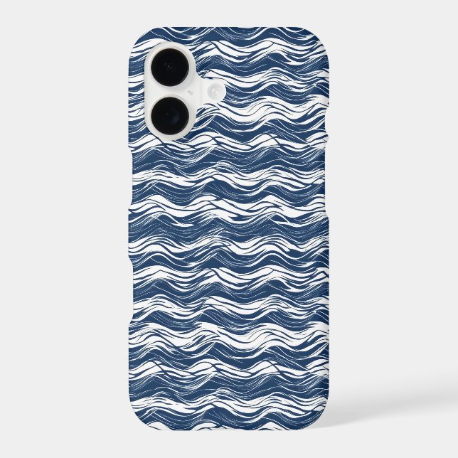 Blue White Wavy Pattern Case-Mate iPhone Case (Back)